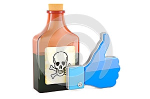 Poison bottle with like icon, 3D rendering