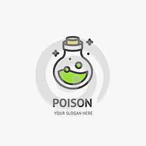 Poison Bottle Sign Thin Line Icon Emblem Concept. Vector