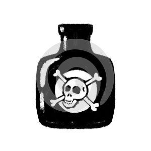 Poison bottle with skull and crossbones label