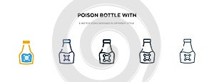 Poison bottle with a skull icon in different style vector illustration. two colored and black poison bottle with a skull vector