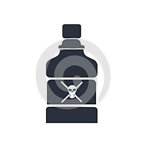 Poison bottle with a skull symbol icon vector sign and symbol isolated on white background, Poison bottle with a skull symbol logo