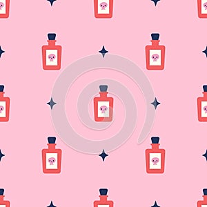 Poison bottles seamless pattern. Magic concept.