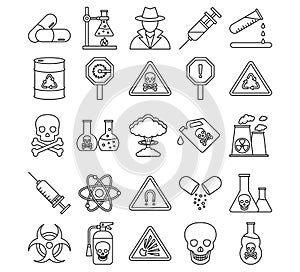 Poison & Danger Symbols Vector icons set every single icon can be easily modify or edit