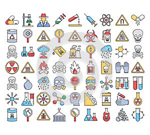 Poison & Danger Symbols Vector icons set every single icon can be easily modify or edit