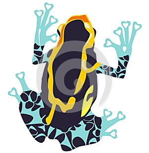 Poison Dart Frog Silhouette on White Background.