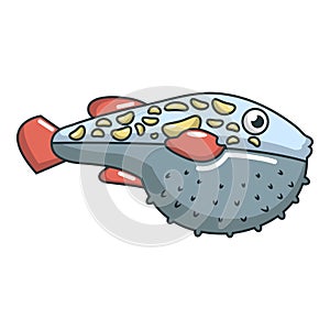 Poison fish icon, cartoon style