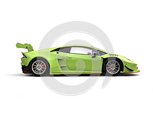 Poison green futuristic race sportscar - side view