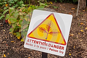 Poison Ivy warning sign photo