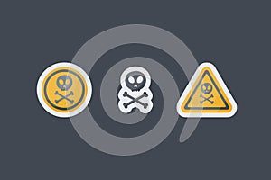 Poison sign flat icons set