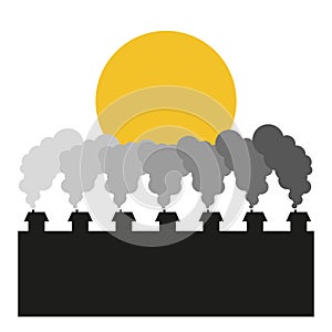 Poisoning the environment. Pollution. Smoke from the chimneys obscures the sun