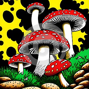 Poisonous fly-agaric mushrooms