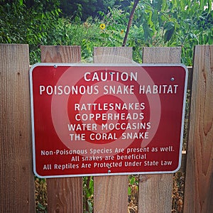 Poisonous Snake Caution Sign