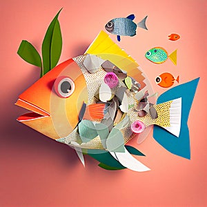 poisson d'avril  - april fish, concept for April Fools' Day in France. AI generated