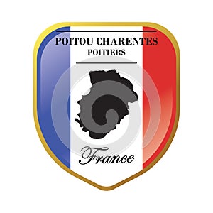 Poitou charentes map label. Vector illustration decorative design