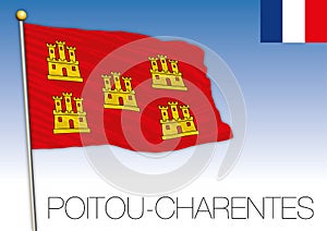 Poitou Charentes regional flag, France, vector illustration