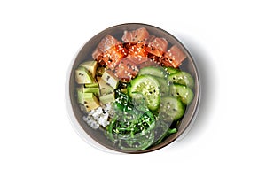 Poke bowl with fresh salmon photo