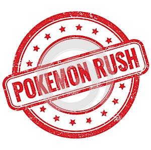 POKEMON RUSH text on red grungy round rubber stamp