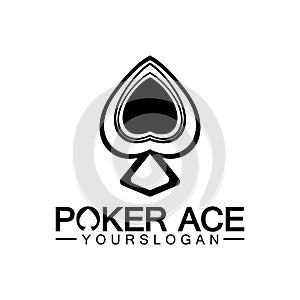 Poker Ace spade Logo Design for Casino Business, Gamble, Card Game, Speculate, etc-vector