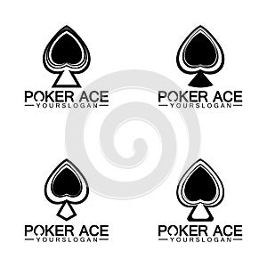 Poker Ace spade Logo Design for Casino Business, Gamble, Card Game, Speculate, etc-vector