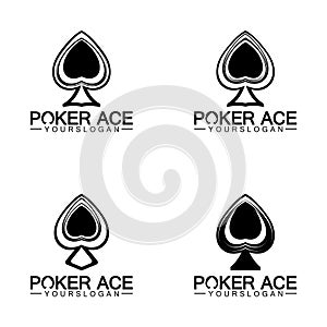 Poker Ace spade Logo Design for Casino Business, Gamble, Card Game, Speculate, etc-vector