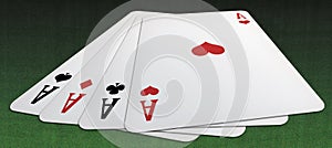 Poker of aces from above