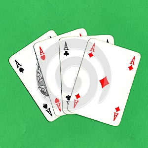 Poker of aces cards