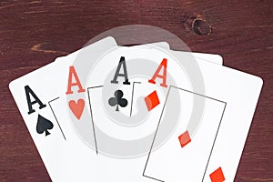Poker aces cards, concept of poker game texas