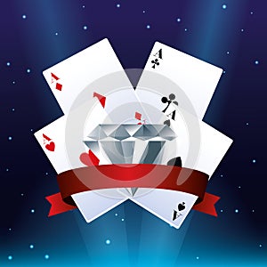 Poker aces cards diamond betting game gambling casino banner