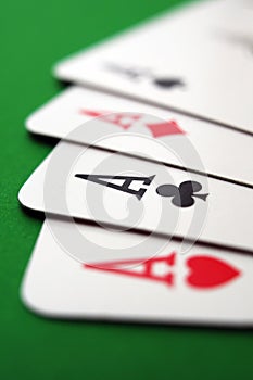 Poker aces closeup