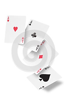 Poker of aces isolated on white background with  clipping path and copy space for your text