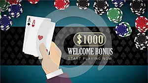 Poker banner with aces
