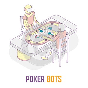 Poker bots concept vector isometric illustration