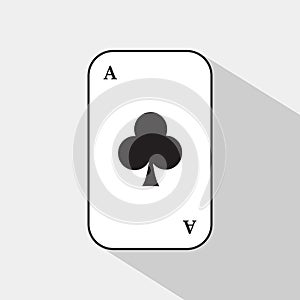 Poker card. ACE CLUB. white background to be easily separable.