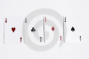 Poker card four aces on white background