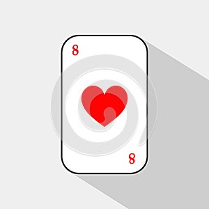 Poker card. HEART eight. white background to be easily separable.