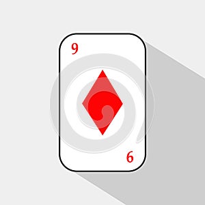 Poker card. NINE DIAMOND. white background to be easily separable.