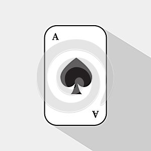 Poker card. spade ace. white background to be easily separable.