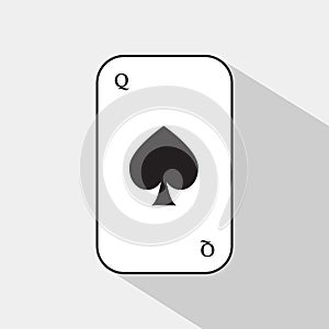 Poker card. spade queen. white background to be easily separable.