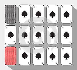 Poker card. Spade set. white background to be easily separable.