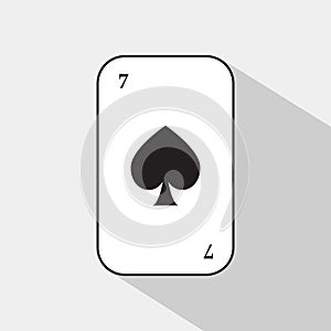 Poker card. spade seven. white background to be easily separable.