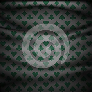 Poker card suits casino cloth curtain mesh green design