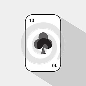 Poker card. TEN CLUB. white background to be easily separable.