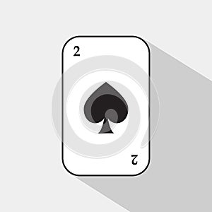 Poker card. two shovel. white background to be easily separable.