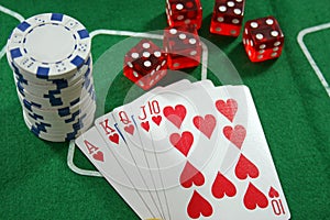 Poker Cards, Chips and Dices