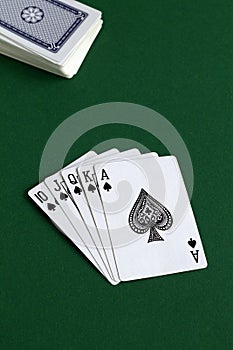 Poker cards and chips.royal flush in casino.
