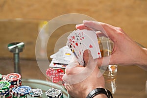 Poker cards and chips on the table