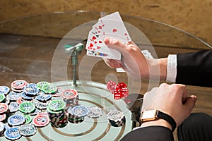 Poker cards and chips on the table