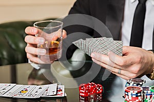 Poker cards and chips on the table