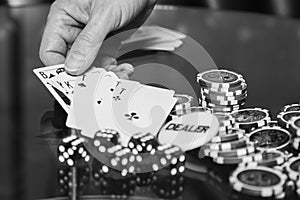 Poker cards and chips on the table