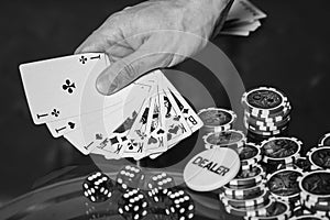 Poker cards and chips on the table